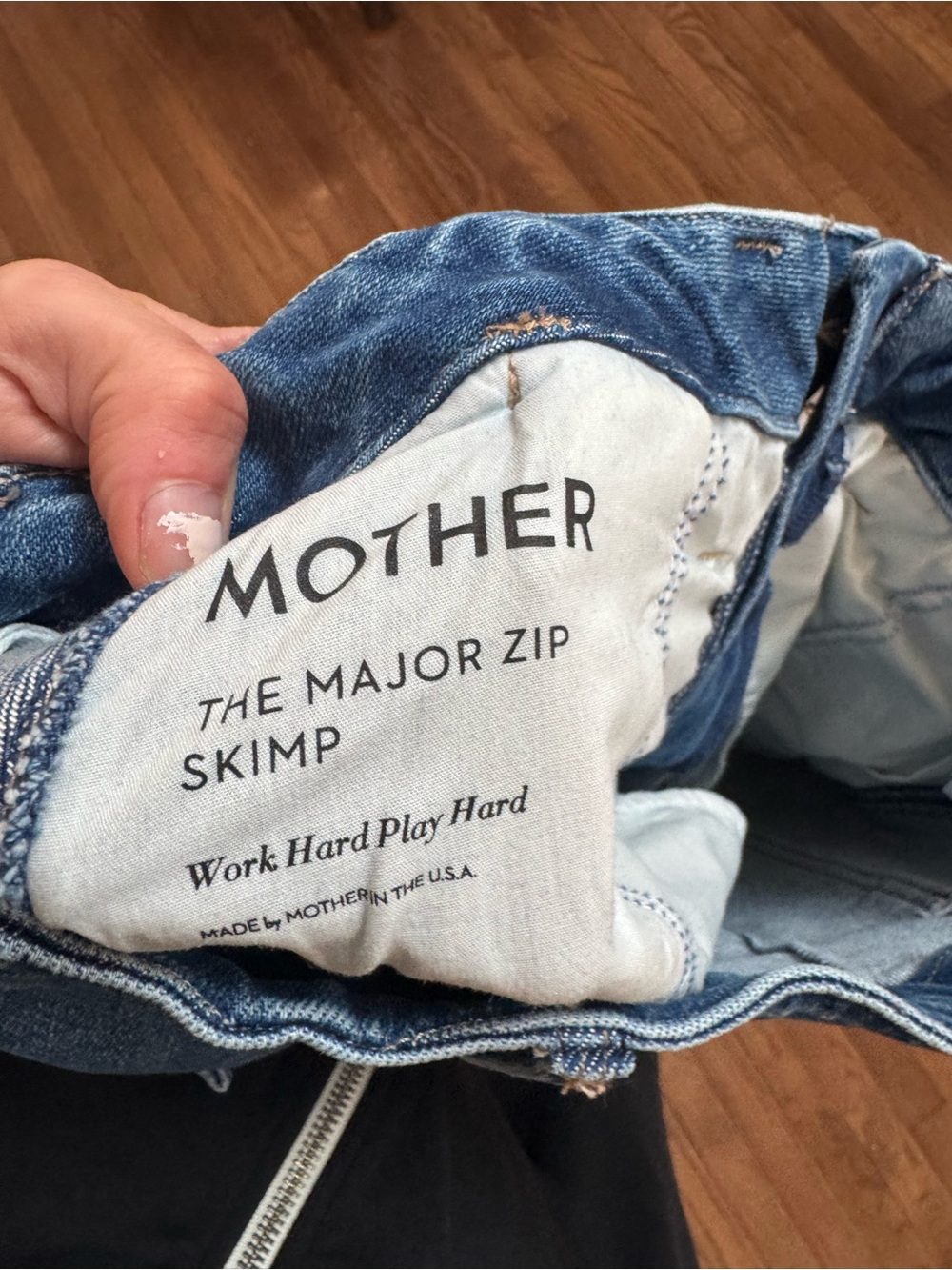 MOTHER Denim The Major Zip Skimp High Rise Jeans in Medium Blue Wash - Picture 10 of 15